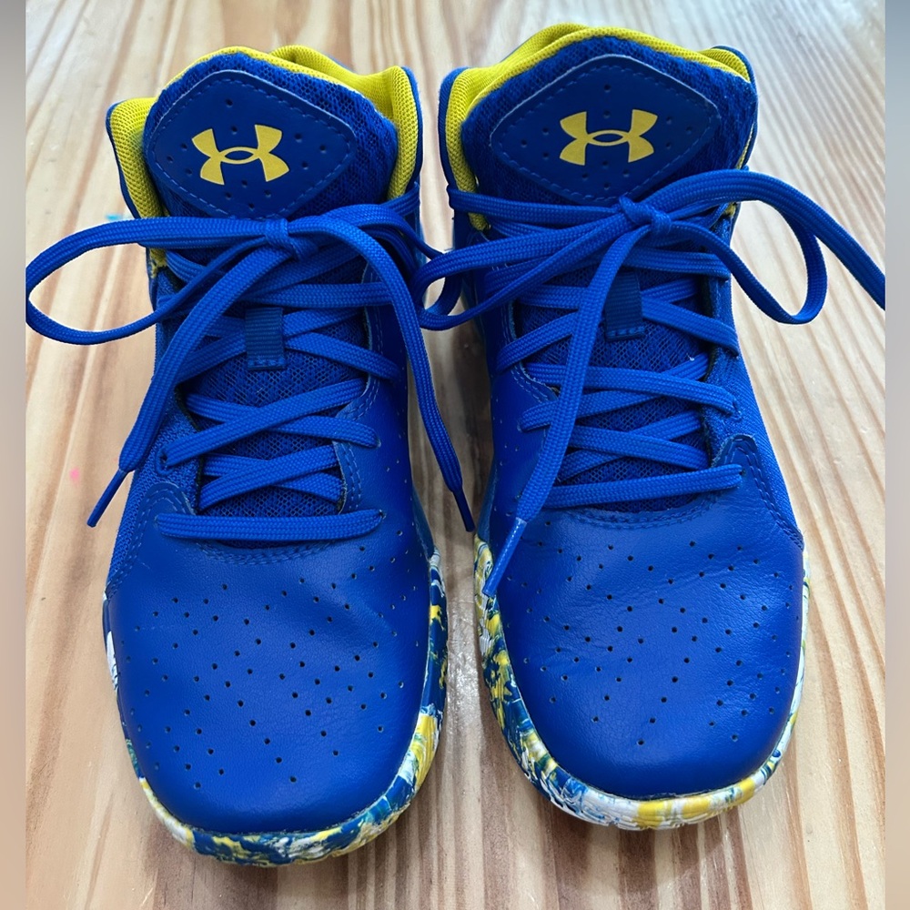 Under Armour Jet 21 Sneakers - Royal Blue & Yellow, Size 5.5 Youth